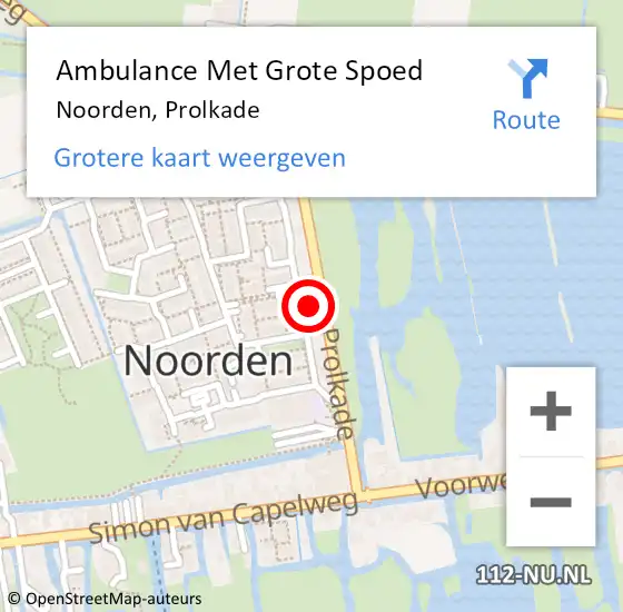 Locatie op kaart van de 112 melding: Ambulance Met Grote Spoed Naar Noorden, Prolkade op 29 december 2022 08:10