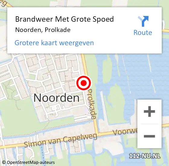 Locatie op kaart van de 112 melding: Brandweer Met Grote Spoed Naar Noorden, Prolkade op 29 december 2022 08:29