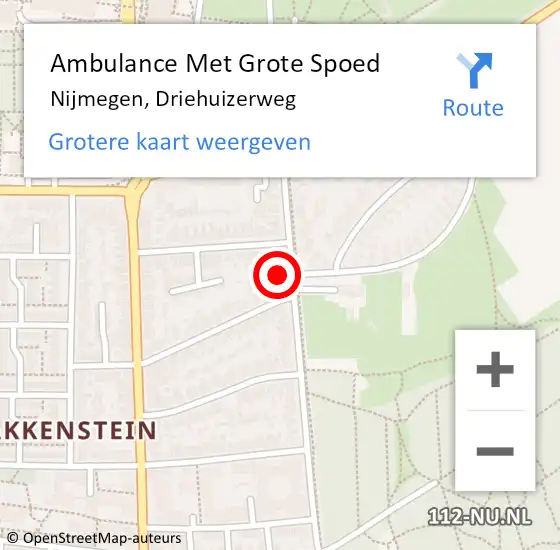 Locatie op kaart van de 112 melding: Ambulance Met Grote Spoed Naar Nijmegen, Driehuizerweg op 29 december 2022 08:46