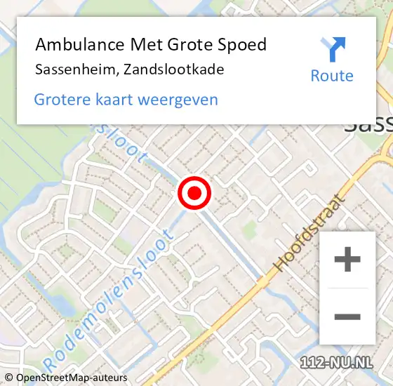 Locatie op kaart van de 112 melding: Ambulance Met Grote Spoed Naar Sassenheim, Zandslootkade op 29 december 2022 08:51