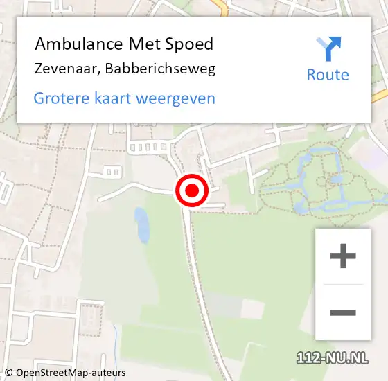 Locatie op kaart van de 112 melding: Ambulance Met Spoed Naar Zevenaar, Babberichseweg op 29 december 2022 08:56