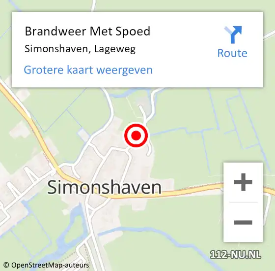Locatie op kaart van de 112 melding: Brandweer Met Spoed Naar Simonshaven, Lageweg op 29 december 2022 09:01