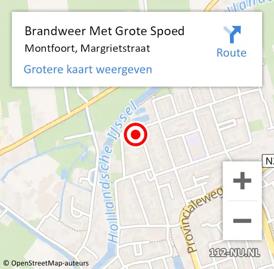 Locatie op kaart van de 112 melding: Brandweer Met Grote Spoed Naar Montfoort, Margrietstraat op 29 december 2022 09:05