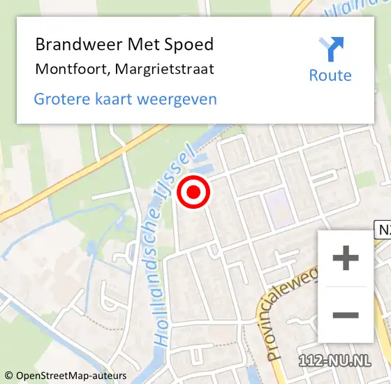 Locatie op kaart van de 112 melding: Brandweer Met Spoed Naar Montfoort, Margrietstraat op 29 december 2022 09:16