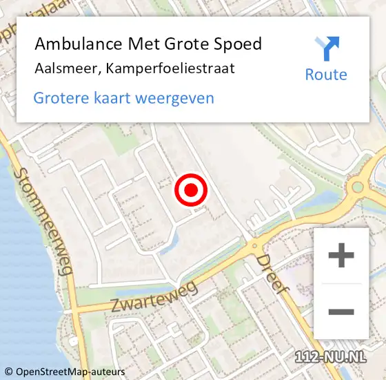 Locatie op kaart van de 112 melding: Ambulance Met Grote Spoed Naar Aalsmeer, Kamperfoeliestraat op 29 december 2022 09:40