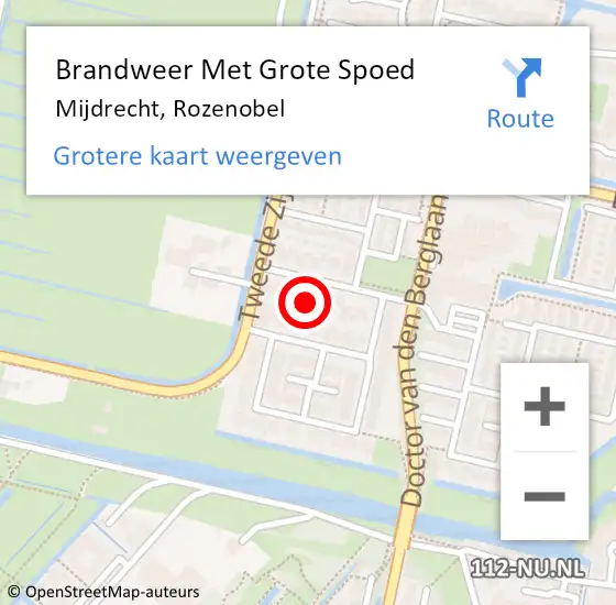 Locatie op kaart van de 112 melding: Brandweer Met Grote Spoed Naar Mijdrecht, Rozenobel op 29 december 2022 09:45