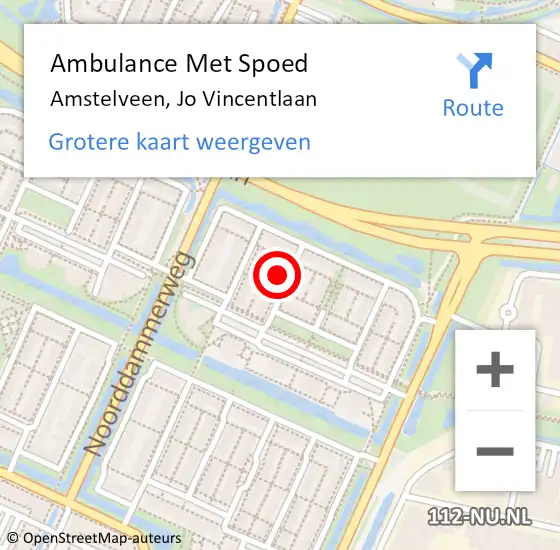 Locatie op kaart van de 112 melding: Ambulance Met Spoed Naar Amstelveen, Jo Vincentlaan op 29 december 2022 09:50