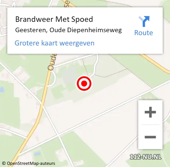Locatie op kaart van de 112 melding: Brandweer Met Spoed Naar Geesteren, Oude Diepenheimseweg op 29 december 2022 10:12