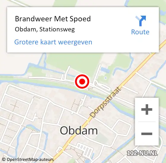 Locatie op kaart van de 112 melding: Brandweer Met Spoed Naar Obdam, Stationsweg op 29 december 2022 10:38