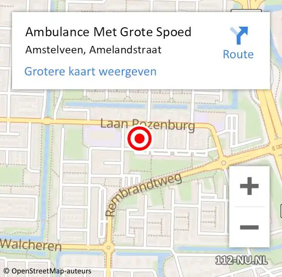 Locatie op kaart van de 112 melding: Ambulance Met Grote Spoed Naar Amstelveen, Amelandstraat op 29 december 2022 10:47