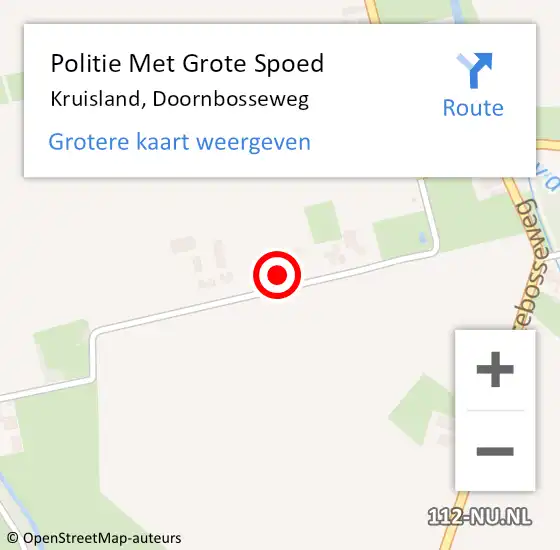 Locatie op kaart van de 112 melding: Politie Met Grote Spoed Naar Kruisland, Doornbosseweg op 29 december 2022 10:55