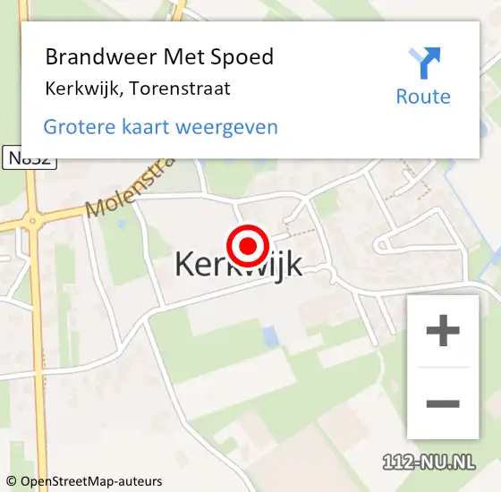 Locatie op kaart van de 112 melding: Brandweer Met Spoed Naar Kerkwijk, Torenstraat op 29 december 2022 11:19
