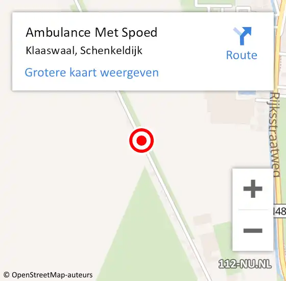 Locatie op kaart van de 112 melding: Ambulance Met Spoed Naar Klaaswaal, Schenkeldijk op 29 december 2022 12:05