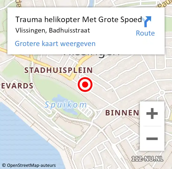 Locatie op kaart van de 112 melding: Trauma helikopter Met Grote Spoed Naar Vlissingen, Badhuisstraat op 29 december 2022 12:08