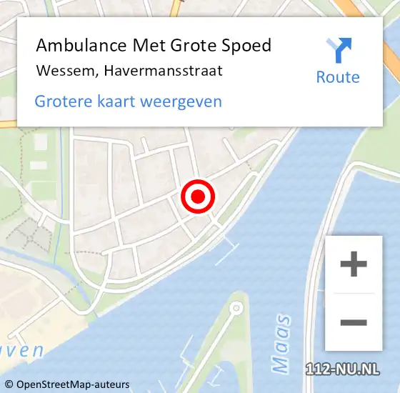 Locatie op kaart van de 112 melding: Ambulance Met Grote Spoed Naar Wessem, Havermansstraat op 29 december 2022 12:21