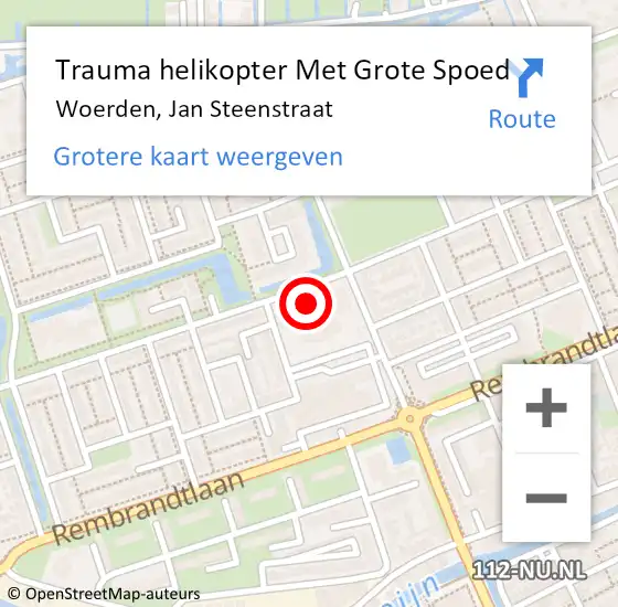 Locatie op kaart van de 112 melding: Trauma helikopter Met Grote Spoed Naar Woerden, Jan Steenstraat op 29 december 2022 12:55