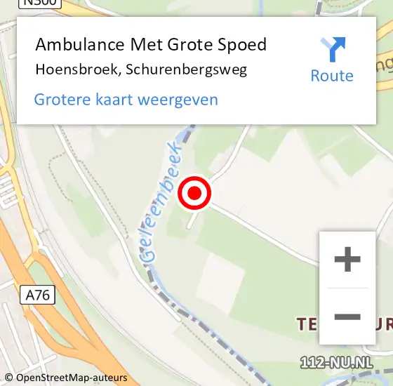 Locatie op kaart van de 112 melding: Ambulance Met Grote Spoed Naar Hoensbroek, Schurenbergsweg op 10 augustus 2014 08:57