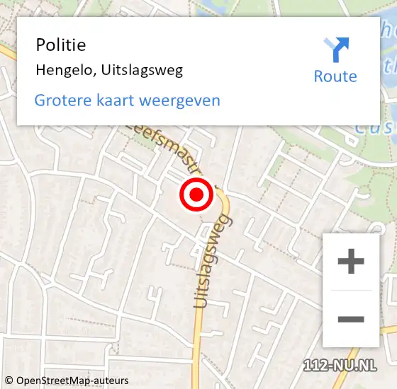 Locatie op kaart van de 112 melding: Politie Hengelo, Uitslagsweg op 29 december 2022 13:19