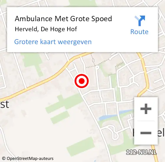 Locatie op kaart van de 112 melding: Ambulance Met Grote Spoed Naar Herveld, De Hoge Hof op 29 december 2022 13:24