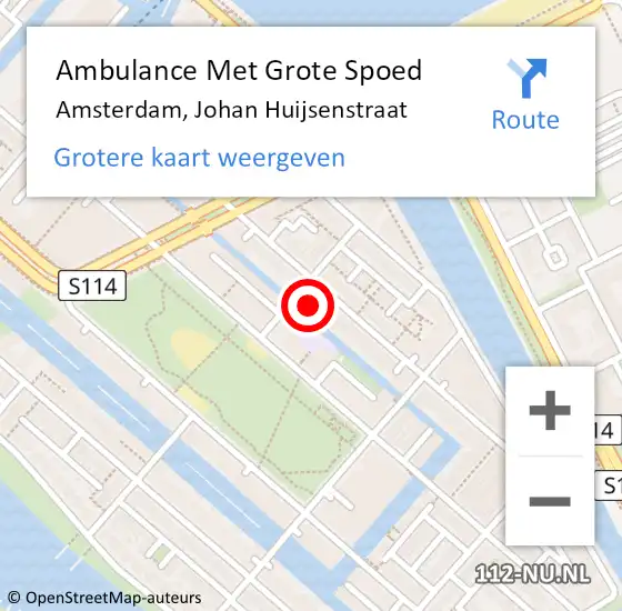 Locatie op kaart van de 112 melding: Ambulance Met Grote Spoed Naar Amsterdam, Johan Huijsenstraat op 29 december 2022 13:32