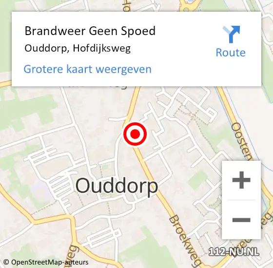 Locatie op kaart van de 112 melding: Brandweer Geen Spoed Naar Ouddorp, Hofdijksweg op 29 december 2022 13:38