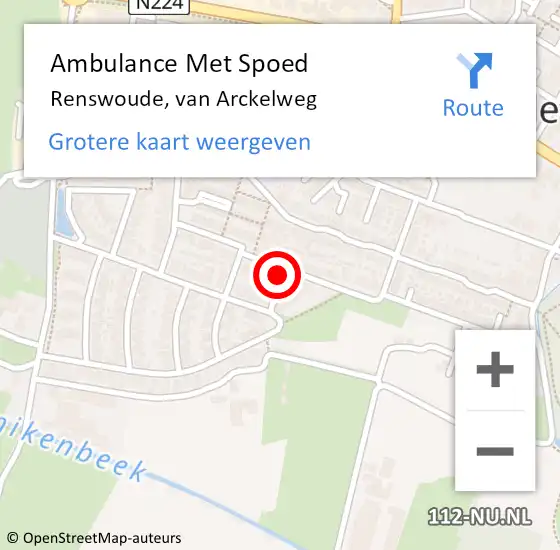 Locatie op kaart van de 112 melding: Ambulance Met Spoed Naar Renswoude, van Arckelweg op 29 december 2022 14:03