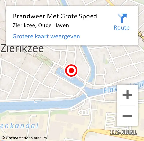 Locatie op kaart van de 112 melding: Brandweer Met Grote Spoed Naar Zierikzee, Oude Haven op 29 december 2022 14:27