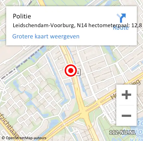 Locatie op kaart van de 112 melding: Politie Leidschendam-Voorburg, N14 hectometerpaal: 12,8 op 29 december 2022 14:39