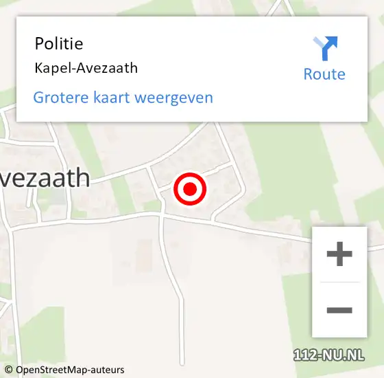Locatie op kaart van de 112 melding: Politie Kapel-Avezaath op 29 december 2022 14:54