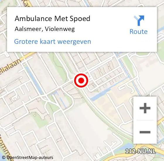 Locatie op kaart van de 112 melding: Ambulance Met Spoed Naar Aalsmeer, Violenweg op 29 december 2022 14:54