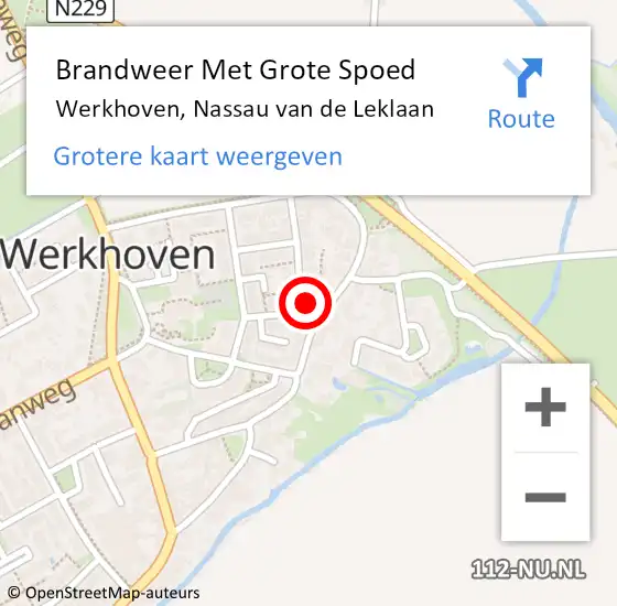 Locatie op kaart van de 112 melding: Brandweer Met Grote Spoed Naar Werkhoven, Nassau van de Leklaan op 29 december 2022 14:58