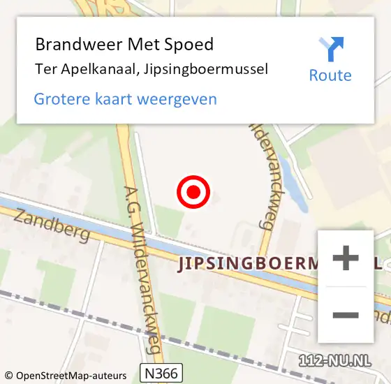 Locatie op kaart van de 112 melding: Brandweer Met Spoed Naar Ter Apelkanaal, Jipsingboermussel op 29 december 2022 15:05