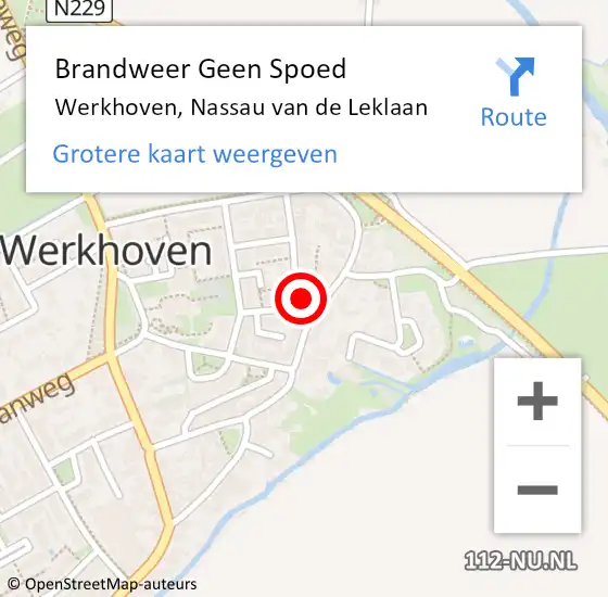 Locatie op kaart van de 112 melding: Brandweer Geen Spoed Naar Werkhoven, Nassau van de Leklaan op 29 december 2022 15:07
