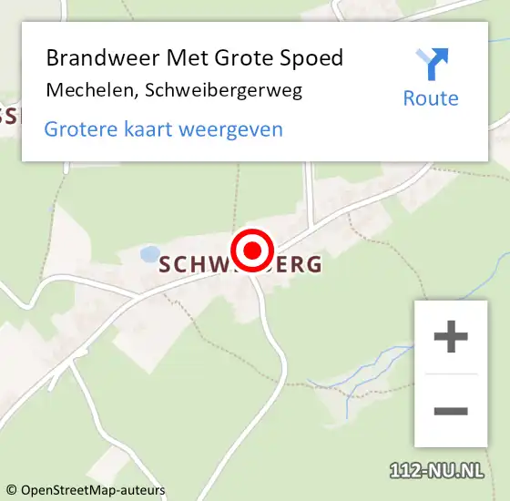 Locatie op kaart van de 112 melding: Brandweer Met Grote Spoed Naar Mechelen, Schweibergerweg op 29 december 2022 15:14