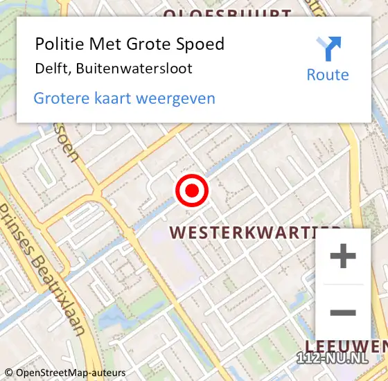 Locatie op kaart van de 112 melding: Politie Met Grote Spoed Naar Delft, Buitenwatersloot op 29 december 2022 15:19