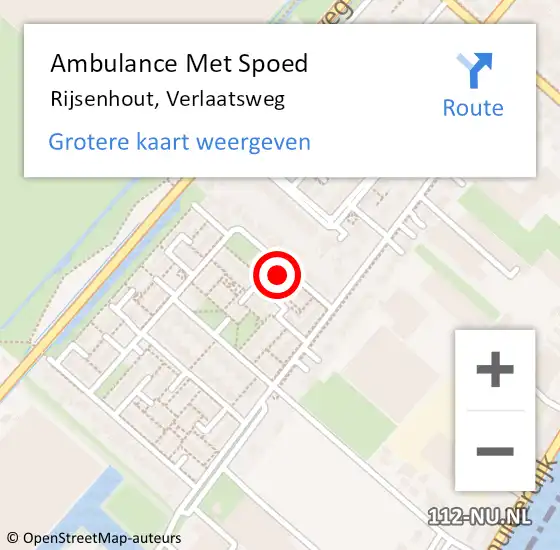 Locatie op kaart van de 112 melding: Ambulance Met Spoed Naar Rijsenhout, Verlaatsweg op 29 december 2022 15:38