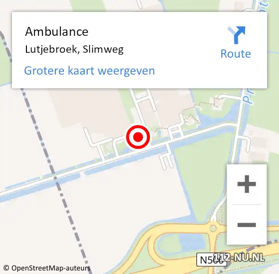 Locatie op kaart van de 112 melding: Ambulance Lutjebroek, Slimweg op 29 december 2022 15:42