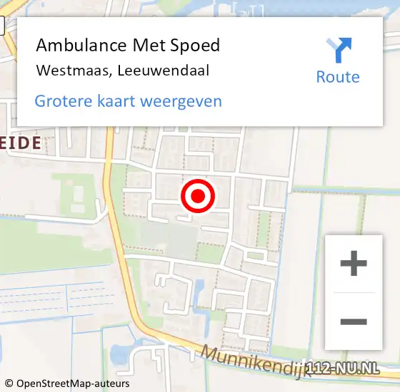 Locatie op kaart van de 112 melding: Ambulance Met Spoed Naar Westmaas, Leeuwendaal op 29 december 2022 15:50