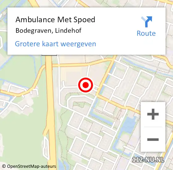 Locatie op kaart van de 112 melding: Ambulance Met Spoed Naar Bodegraven, Lindehof op 29 december 2022 16:01