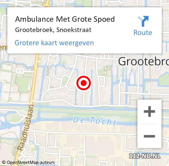 Locatie op kaart van de 112 melding: Ambulance Met Grote Spoed Naar Grootebroek, Snoekstraat op 29 december 2022 16:04
