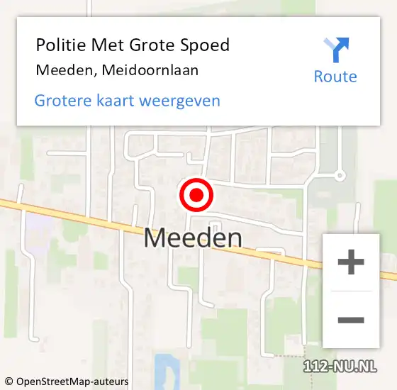 Locatie op kaart van de 112 melding: Politie Met Grote Spoed Naar Meeden, Meidoornlaan op 29 december 2022 16:07