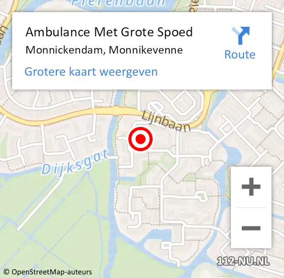 Locatie op kaart van de 112 melding: Ambulance Met Grote Spoed Naar Monnickendam, Monnikevenne op 29 december 2022 16:16