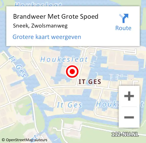 Locatie op kaart van de 112 melding: Brandweer Met Grote Spoed Naar Sneek, Zwolsmanweg op 10 augustus 2014 09:41