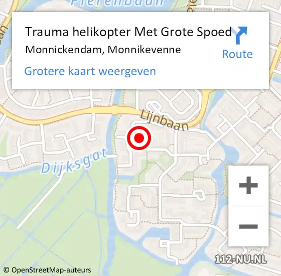Locatie op kaart van de 112 melding: Trauma helikopter Met Grote Spoed Naar Monnickendam, Monnikevenne op 29 december 2022 16:45