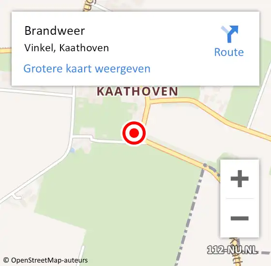 Locatie op kaart van de 112 melding: Brandweer Vinkel, Kaathoven op 10 augustus 2014 09:49