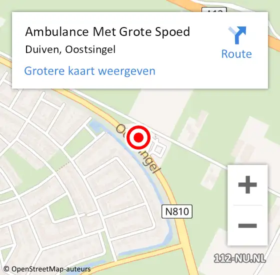 Locatie op kaart van de 112 melding: Ambulance Met Grote Spoed Naar Duiven, Oostsingel op 29 december 2022 17:02