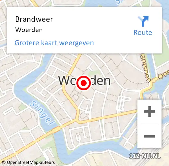 Locatie op kaart van de 112 melding: Brandweer Woerden op 29 december 2022 17:07