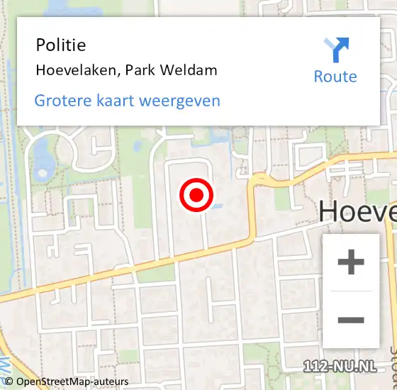 Locatie op kaart van de 112 melding: Politie Hoevelaken, Park Weldam op 29 december 2022 17:28