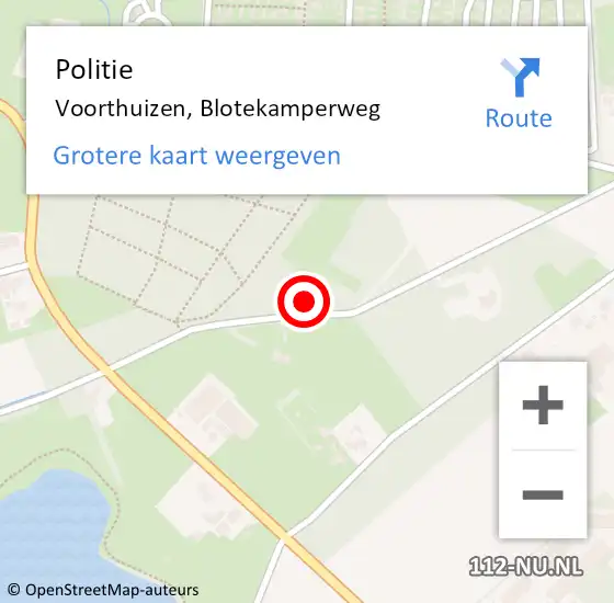 Locatie op kaart van de 112 melding: Politie Voorthuizen, Blotekamperweg op 29 december 2022 17:30
