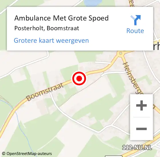 Locatie op kaart van de 112 melding: Ambulance Met Grote Spoed Naar Posterholt, Boomstraat op 29 december 2022 17:44